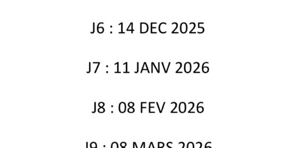 Calendrier championnat 2025/2026